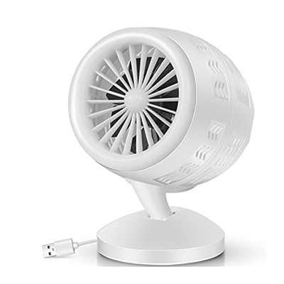 FMOPQ Desktop Fan Dual-Blade Turbine Meter USB Rotation 5-20° Adjustable Inclination Suitable for Home Use (Cor : White)