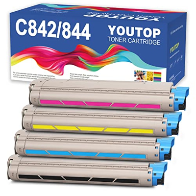 YOUTOP Pack de 4 tóneres para Oki C824 C824DN C824N C834 C834NW C834DNW C844 C844DNW C 824 C 824DN C 824N C 834NW C 834DNW C 844DNW C 844DNW C W
