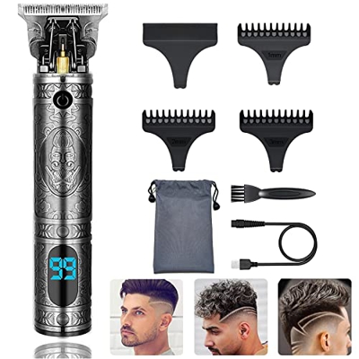 Maquina Cortar Pelo Profesional, Recortadora de Pelo Eléctrica para Hombres con Pantalla LCD, Eecortadora de Barba Recargable Inalámbrica, Recortadora