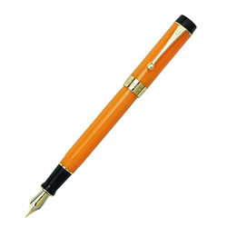 Jinhao 100 Centennial - Pluma estilográfica de resina color naranja, punta mediana de iridio y borde dorado características