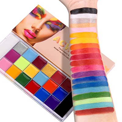 ACWOO Pinturas Cara para Niños, 20 Colores Seguridad No Tóxica Pintacaras Infantil, Pintura Corporal y Facial para Barriga Embarazada, Kit Maquillaje 