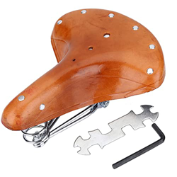 Xyka Sillín de Bicicleta Vintage Sillín de Bicicleta Touring City Sillín Cómodo Asiento de Bicicleta de Cuero cómodo con Remaches de resortes para Hom precio