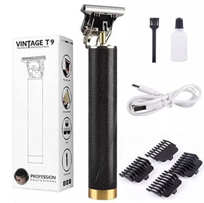 Cortapelos para hombre Retro T9 Cortapelos afeitadora profesional Trimmer Kemei Heyar Cut Machine cortapelos inalámbrico barba hombre afeitado (BLACK)