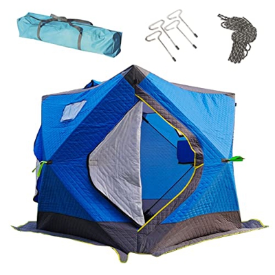 GLLDS Tienda de Pesca en Hielo para 4-5 Personas,Tienda de Pesca en Hielo portátil,Tienda de Pesca en Hielo Impermeable con Bolsa de Transporte,Ventan