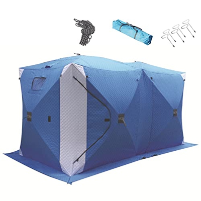 GLLDS Tienda de campaña de Pesca en Hielo portátil para 6 Personas, Impermeable, con Bolsa de Transporte, Puerta con Cremallera, Ventanas Desmontables