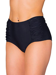Aquarti Bragas de Bikini Talle Alto y Frunce Lateral - Mujer, Negro, 46 precio