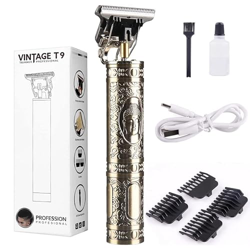 Cortapelos para hombre Retro T9 Cortapelos afeitadora profesional Trimmer Kemei Heyar Cut Machine cortapelos inalámbrico barba hombre afeitado (BRONZE precio