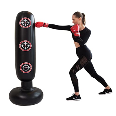 ULSUE Saco de Boxeo Inflable Saco de Boxeo Inflable Saco de Boxeo Entrenamiento Fitness Niños y Adultos (Color : Black, Size : 160CM)