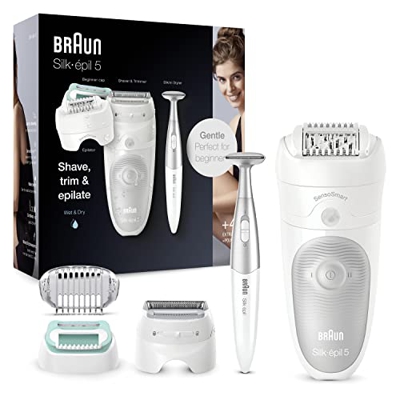 Braun Silk-épil 5 5-825 Depiladora Mujer Para Una Depilación Suave, Blanco/Gris