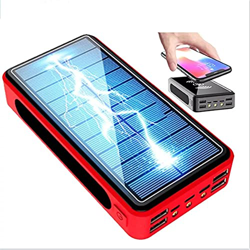 Banco de energía portátil de 100000 mAh, Cargador inalámbrico Solar Cargador rápido de batería Externa con Entrada USB-C 4, para iPhone Samsung Google características