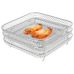 Lochimu Grandas de freidora de aire Grandas de deshidratador apilables de tres capas Accesorios de freidora de aire de acero inoxidable acero a aire a características