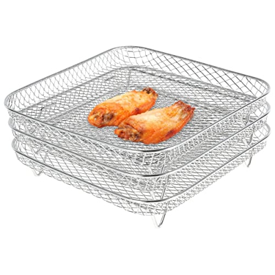 Lochimu Grandas de freidora de aire Grandas de deshidratador apilables de tres capas Accesorios de freidora de aire de acero inoxidable acero a aire a