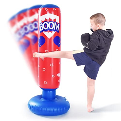 ULSUE Saco de Boxeo Inflable Saco de Boxeo de Boxeo for niños Saco de Boxeo de pie Inflable Niños y Adultos (Color : Rojo, Size : 120cm)