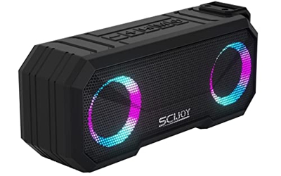 SCIJOY Altavoz Bluetooth Potente con Radio, 30 W Altavoz Portátil con Luz LED, IPX7 Impermeable, Apoyar TF Card/Memoria USB y Reproducción