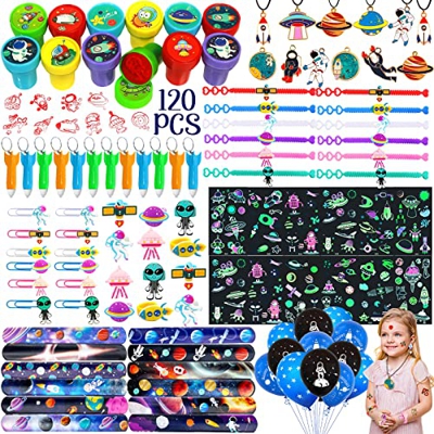 VIPNAJI 120 Piezas Piñata Cumpleaños Infantil Espacio, Juguetes Fiesta Espacio, Juguetes Regalos Cumpleaños Niños Colegio Niños Cumpleaños Bolsas Fies