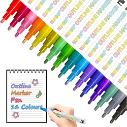 Bolígrafo Contorno, ULIFEME 16 Colores Bolígrafos de Contorno de Doble Línea para Tarjetas de Regalo, Saludos de Cumpleaños, Niños Pintando, Bricolaje precio