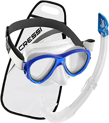 Cressi Samoa + Mexico Combo, Mascarilla y Snorkel Unisex Adulto, Transparente/Azul, Única