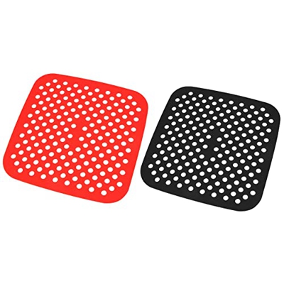 Tlilyy Paquete de 2 Revestimientos Reutilizables para Freidora de Aire, Cuadrados,Alfombrillas de Silicona Antiadherentes para Freidora de Aire,Acceso