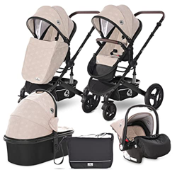 Lorelli - Cochecito de bebé BOSTON 3 en 1 - Carro Multifunción con capazo y bolso maternal - Asiento reversible con esqueleto de aluminio - Cuero en l en oferta