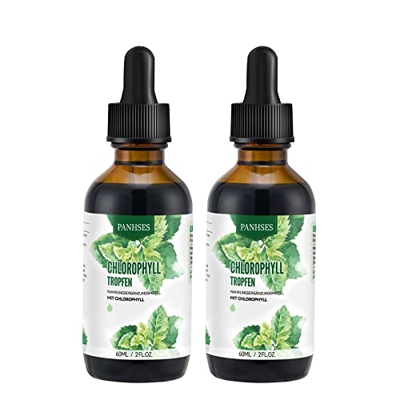 Clorofila líquida, 60 ml, 1800 gotas, 250 mg de clorofila líquida, dosis diaria, concentración de clorofila hasta 4x, vegetariano, sin aditivos, suple