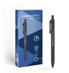 inoxcrom: S1 - Bolígrafo retráctil, escritura ultra suave y tacto agradable, punta media (1mm), caja 12 bolis (Negro) precio