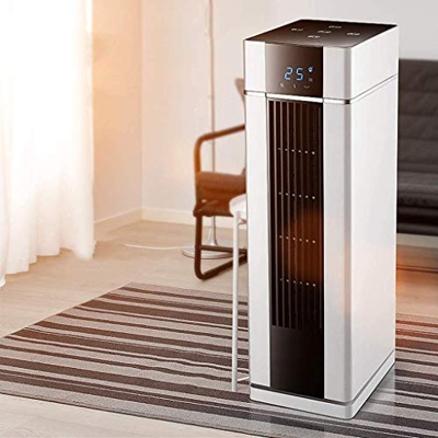 ZHANGLINER Calentamiento de Ventilador Forzado de cerámica con Carcasa Stay Cool - Torre con Control Remoto, termostato Digital, Temporizador, Pantall