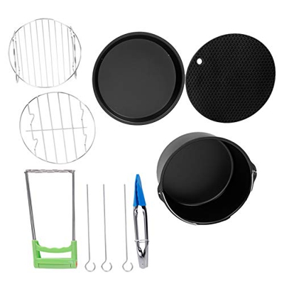 Kit de accesorios para freidora de aire de 7 pulgadas, bandeja para Pizza, barril para pasteles, placa de soporte de Metal, almohadilla de silicona, a