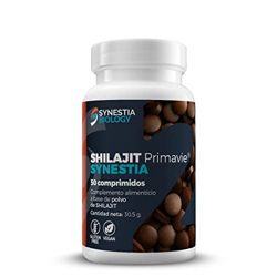 Shilajit Primavie Synestia, Antioxidantes, bienestar diario, sistema inmunitario, sin gluten y vegano, suministro 25-50 días, 50 comprimidos de 610 mg en oferta