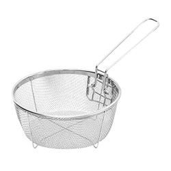 Cesta para freír de acero inoxidable con asa extraíble, cestas redondas para patatas fritas, soporte para freír, vajilla para cocina precio