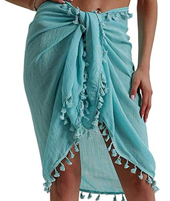 UMIPUBO Mujer Vestido de Playa Semi-Transparente Ropa de Baño Playa Vestido Suelto de Bikini Cover up Sarong de Playa Pareo Chal Falda con borlas