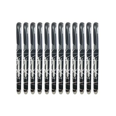 RHardware 12 bolígrafos de tinta negra, borrable de gel 0,7mm, bolígrafos papelería escolar