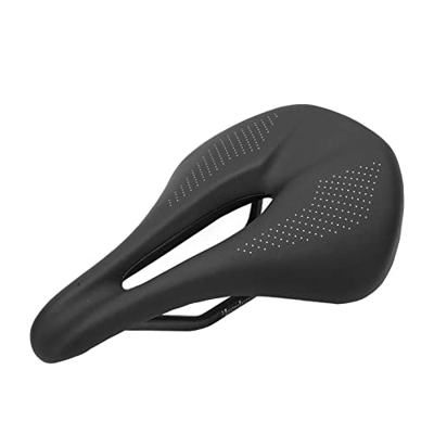 Agatige Sillín de Bicicleta de 155mm, sillín de Cuero de Fibra de Carbono, cojín de Asiento Rojo para Bicicleta de montaña, Accesorios para sillín de 