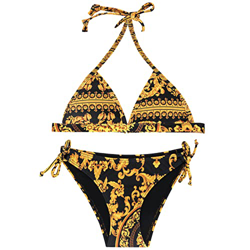 Nogigit Bikinis Mujer 2022, Bikini Brasileño Deportivo Push Up Retro Empuja hacia Arriba Dos Piezas Acolchadas Lunares/Rayas/Cristal Impresa Ropa de P en oferta