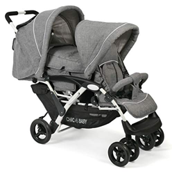 CHIC 4 BABY 275 60 Duo - Cochecito doble para hermano, incluye capazo y protector de lluvia, color gris y blanco precio