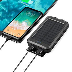 Cargador Solar Portátil para Exteriores 20000 mAh, Potente Banco de Energía Solar con Panel Solar y Linterna LED con 2 Puertos USB Batería Externa Imp en oferta