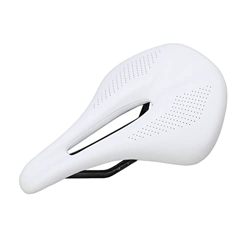 Agatige Sillín de Bicicleta de 155mm, sillín de Cuero de Fibra de Carbono, cojín de Asiento Rojo para Bicicleta de montaña, Accesorios para sillín de  en oferta