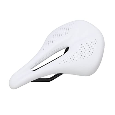Agatige Sillín de Bicicleta de 155mm, sillín de Cuero de Fibra de Carbono, cojín de Asiento Rojo para Bicicleta de montaña, Accesorios para sillín de 