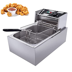Freidora Casera De 10 L con Cesta Y Tapa, Freidora Eléctrica De 2500 W con Control De Temperatura, Freidora De Aceite De Encimera De Acero Inoxidable  en oferta