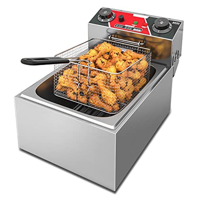 Freidora Comercial De 5000 W, Freidora Eléctrica De Doble Tanque De Acero Inoxidable con Capacidad para 2 Cestas, Freidora Eléctrica De Encimera De 2 