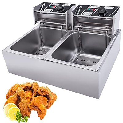 Freidora Profunda De 2500 W, Freidoras Eléctricas De 10 L Con Cesta Y Tapa Extraíbles, Freidora De Aceite De Encimera De Acero Inoxidable Para Restaur