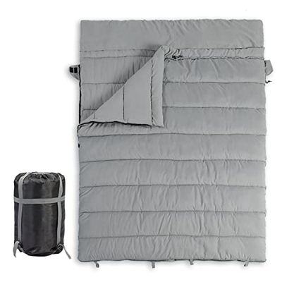 SXLIGHT Sacos De Dormir Dobles 3 Estaciones Ligero Impermeable con Saco De Compresión, 2 Personas Saco De Dormir para Clima Frío con Cremalleras Compl