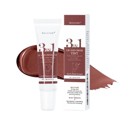 3 en 1 Tinte para labios y mejillas Sombra de ojos de aspecto natural de larga duración Bálsamo para labios y mejillas Lápiz labial resistente al agua