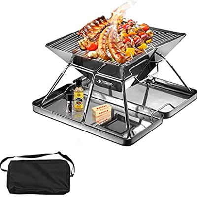 Folding Camping BBQ Grill Set Portable Barbecue Grill Stove 304 Stainless Steel Mini Pit for Camping Picnic BBQ Accessories
