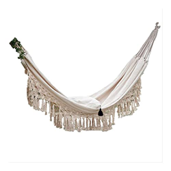 Hammock Garden Hammock,Hammock 2 Person Hammock Large Macrame Fringe Double Hammock Swing Net Chair out/Indoor Hanging Hammock Swings Outdoor Hammock en oferta