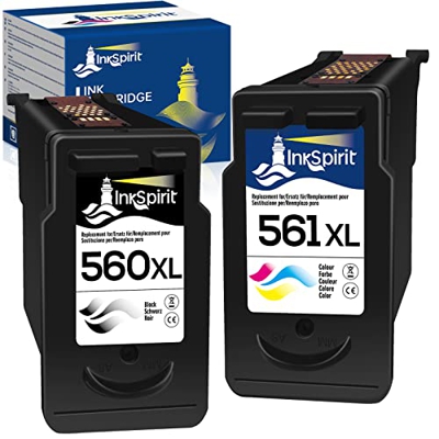 InkSpirit 560 561 XL Cartuchos de Tinta Remanufacturados para Canon 560 561 XL, para Pixma TS5350 , TS5351 , TS5352 , TS5353 , TS7450 , TS7451(1 Negro