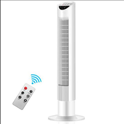Fans Home Floor Fans Shaking Head Vertical Remote Control Leafless Fan Silent Turbine Table Fans Used in Living Room Study Etc 87CM White (Color : Whi características