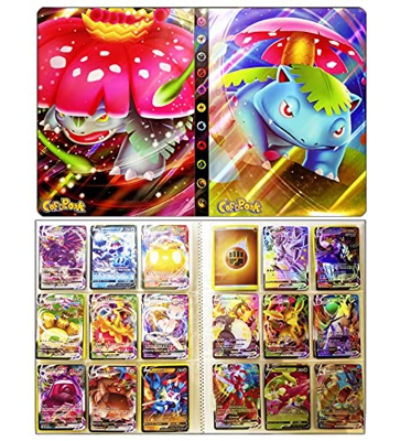 Álbum de cartas pokemon grande, 9 Bolsillos x 24 páginas - capacidad para 432 tarjetas Cromos (Poke Tortuga Brillante)