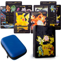 55 Cartas Pok Negras Gold V VMAX Alto Poder. Tarjetas Coleccionables de PVC Brillante Color Negro Edición Limitada en oferta