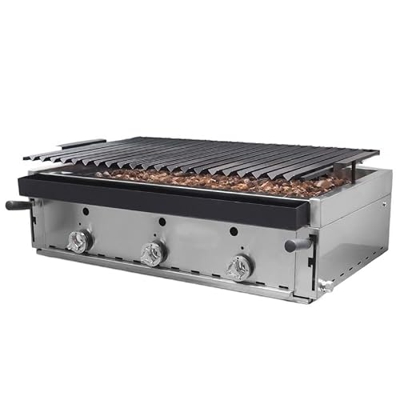 MBH - Barbacoa profesional gas eco 90 cm - Parrilla enteriza pavonada