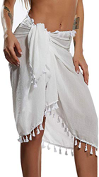Vestidos Verano Mujer de Playa Semi-Transparente Ropa de Baño Bañador de Gasa Falda Corta con Borlas precio